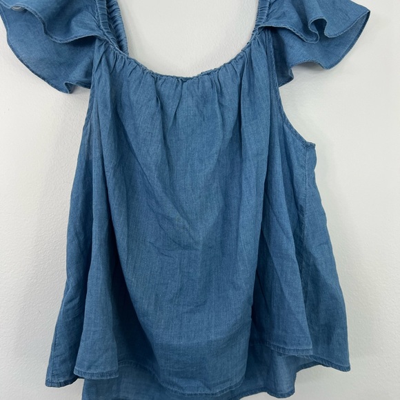 Madewell chambray Bellamy off shoulder flowy top - Picture 7 of 8
